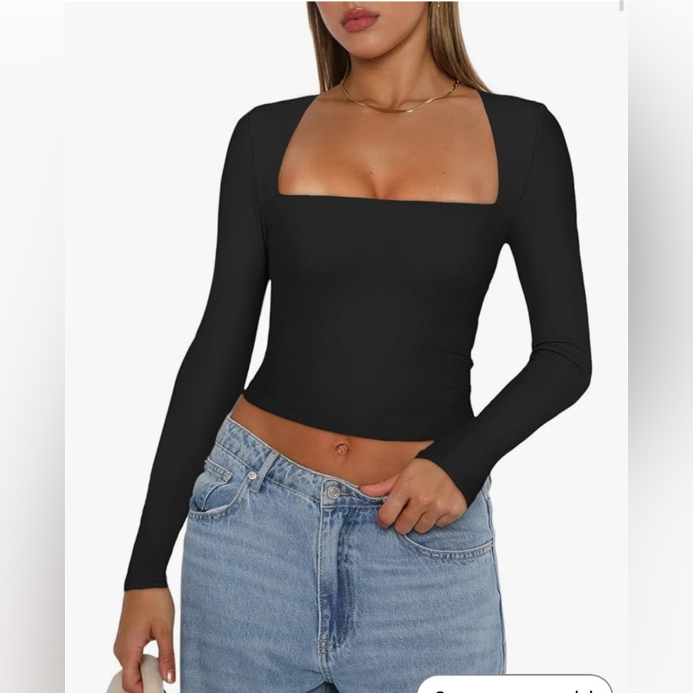 Reoria | black long sleeve crop top | medium - worn 1x 🖤